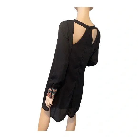 Multi Color Embellished Cuff Dress, Black, - Picture 2 of 5